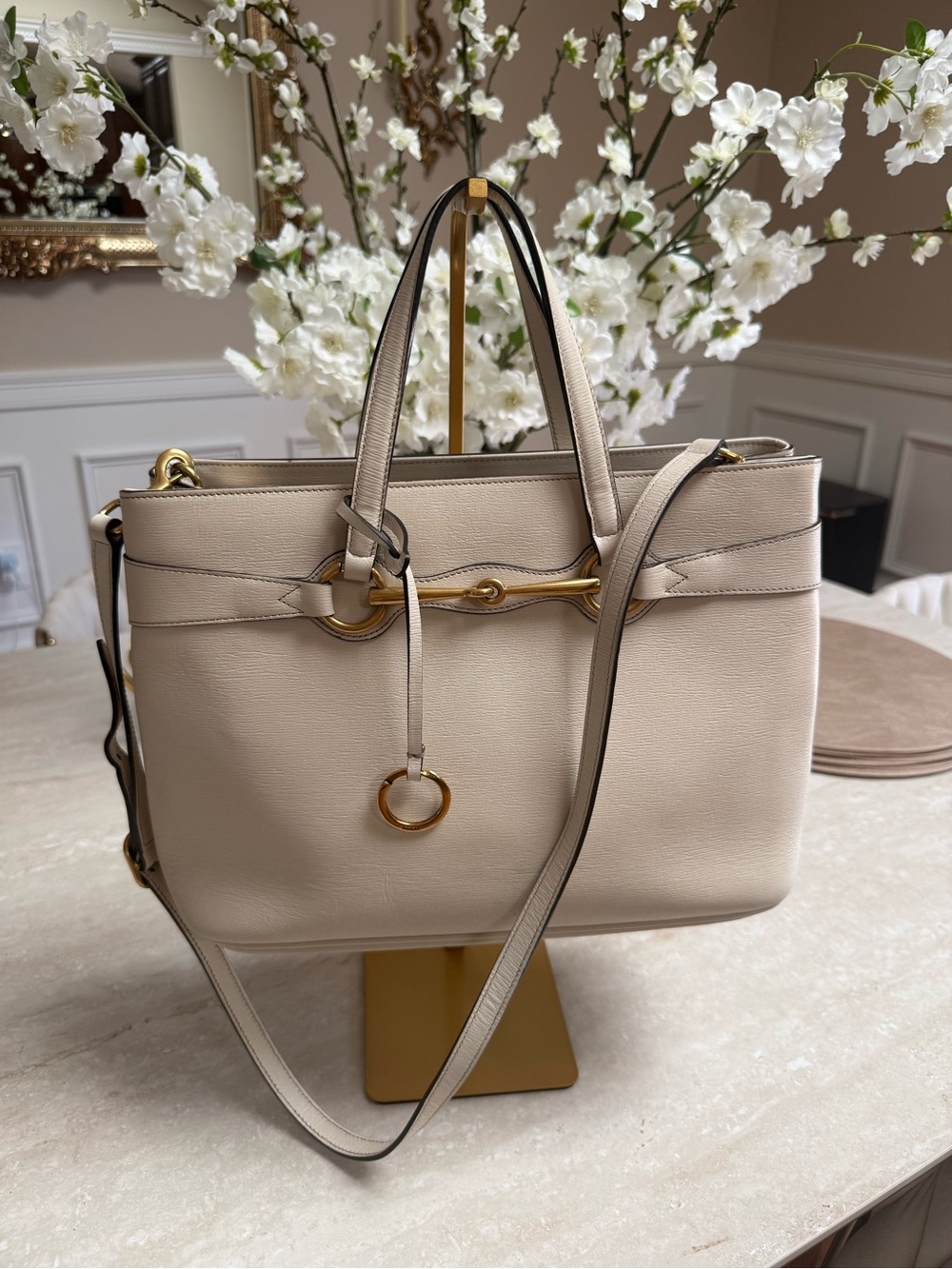 GUCCI Bright Bit Convertible Tote Leather Medium